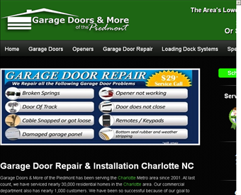 Garage Doors & More of the Piedmont web screenshot