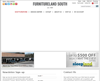 Furnitureland South web screenshot