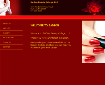 Saigon Nail College web screenshot