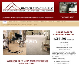 Hi-Tech Carpet Cleaning web screenshot