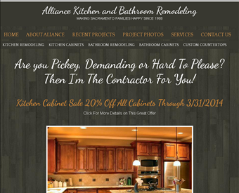 Alliance Kitchen and Bathroom Remodeling web screenshot