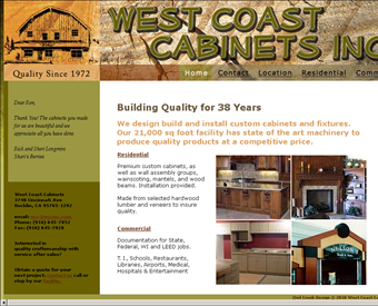 West Coast Cabinets web screenshot