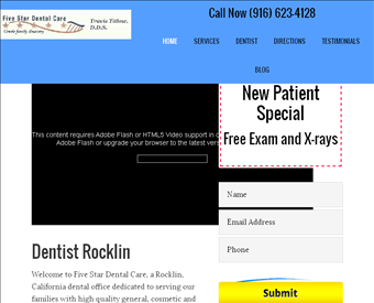 Five Star Dental Care web screenshot