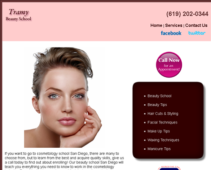 Tramy Beauty School web screenshot