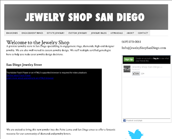 Jewelry Shop San Diego web screenshot