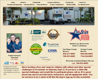 All Star Moving Co web screenshot