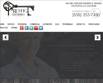 Prestige Locksmith web screenshot