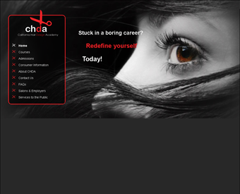 California Hair Design Academy web screenshot