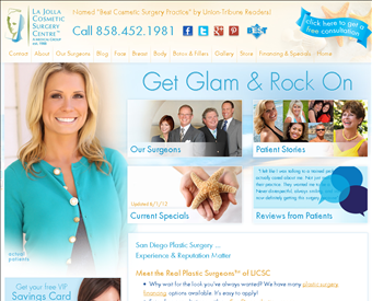 La Jolla Cosmetic Surgery Centre web screenshot