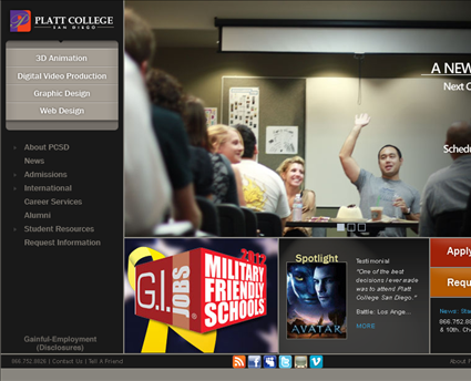 Platt College web screenshot