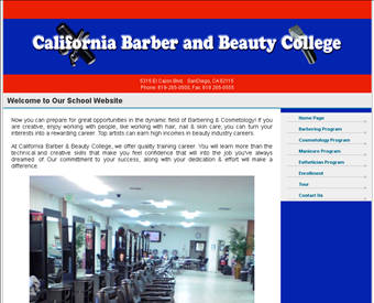 California Barber and Beauty College web screenshot