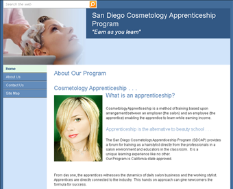 San Diego Cosmetolgy Apprenticeship Program web screenshot