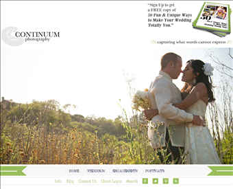 Continuum Wedding Photography web screenshot
