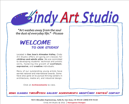 Cindy Art Studio web screenshot