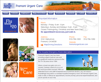 Fremont Urgent Care web screenshot
