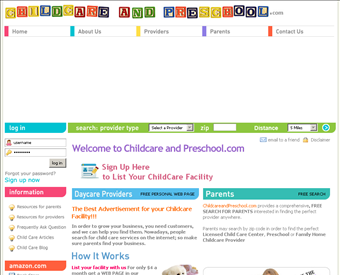 Childcare and Preschool web screenshot