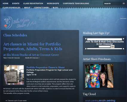 Blu Moon Studio of Art web screenshot