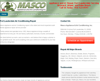 Masco Appliance & Air Conditioning, Inc. web screenshot