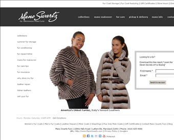 Mano Swartz Furs web screenshot