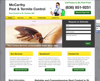 McCarthy Pest & Termite Control web screenshot