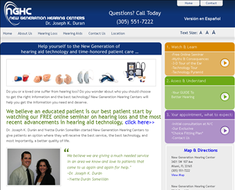 New Generation Hearing Center web screenshot