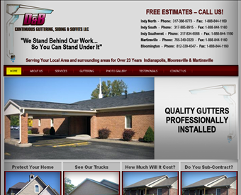 D&B Continuous Guttering, LLC web screenshot