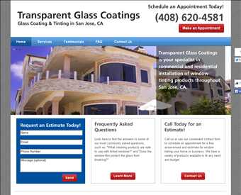 Transparent Glass Coatings web screenshot