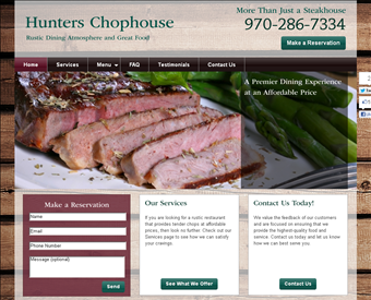 Hunters Chophouse web screenshot
