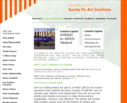 Santa Fe Art Institute web screenshot