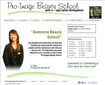 Pro-Image Beauty School web screenshot