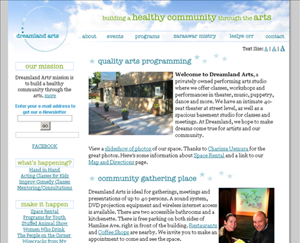 Dreamland Arts Llc web screenshot