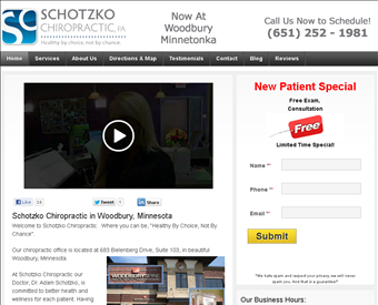 Schotzko Chiropractic web screenshot