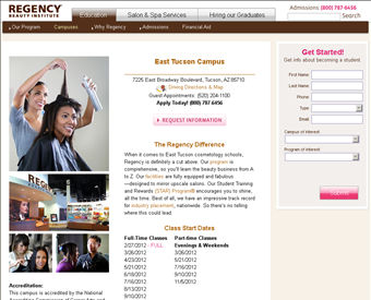 Regency Beauty Institute web screenshot