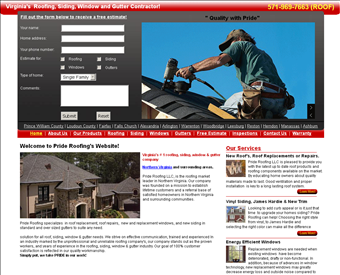 Pride Roofing web screenshot