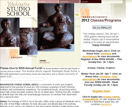 Washington Studio School web screenshot