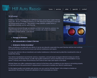 Hill Auto Repair web screenshot