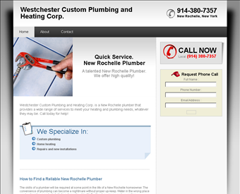 Westchester Custom Plumbing and Heating Corp. web screenshot