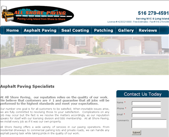 All Shore Paving Corporation web screenshot