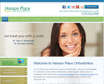 Hanson Place Orthodontics web screenshot