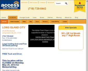 Access Self Storage web screenshot