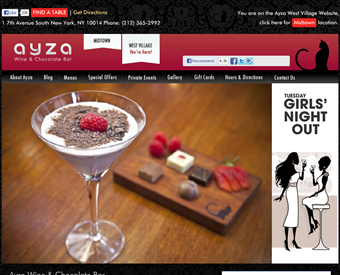 Ayza Wine & Chocolate Bar web screenshot
