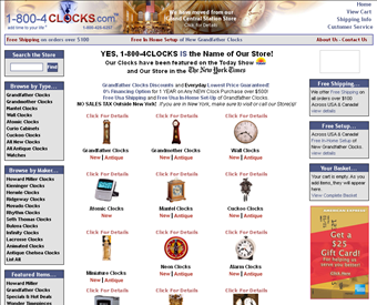 1-800-4CLOCKS.com web screenshot