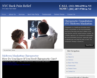 Bryant Park Chiropractic web screenshot