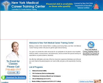 New York Medical Career Training web screenshot