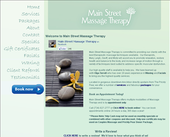 Main Street Massage Therapy web screenshot