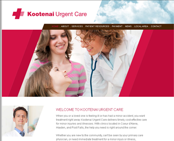 Kootenai Urgent Care web screenshot