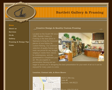 Bartlett Gallery and Framing web screenshot