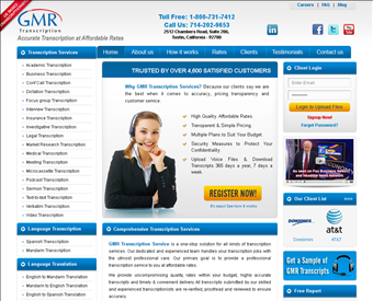 GMR Transcription web screenshot