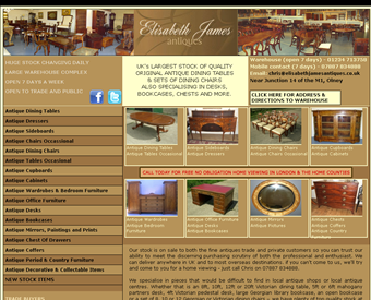 Elisabethjames Antiques web screenshot