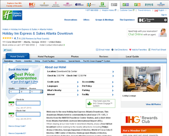Holiday Inn Express & Suites Atlanta Downtown web screenshot
